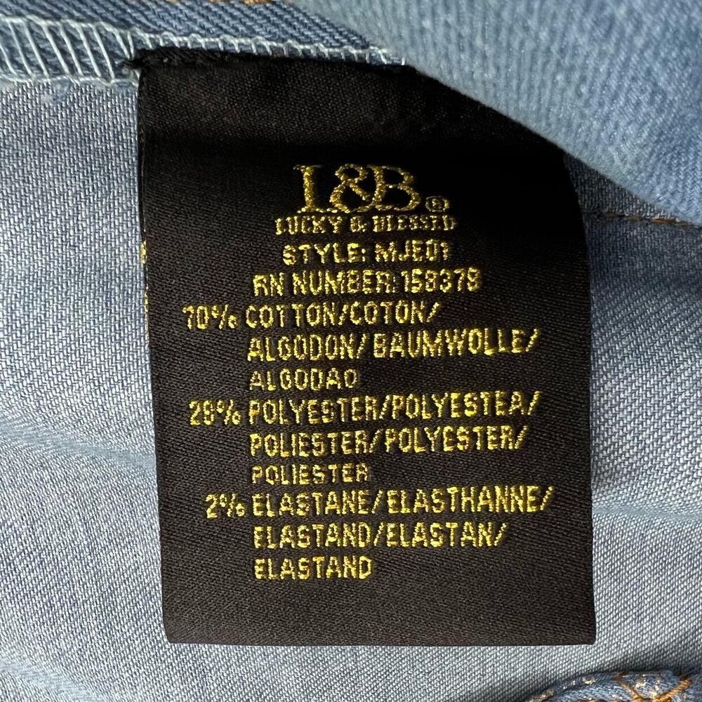 L&B Lucky & Blessed‎ Boyfriend Jeans Gold Leaf Panel Light Wash Women's Size 14 - Picture 11 of 12